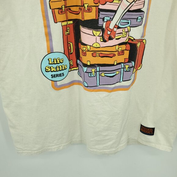 Steven Rhodes My Emotional Baggage Crew Neck Short Sleeve Unisex T Shirt L Cream - Picture 8 of 13